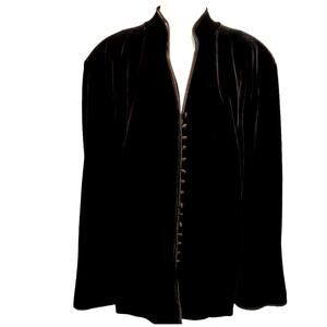 JS Collections Woman NEW Velvet Button Jacket Women's Sz 22 Black Vintage Topper